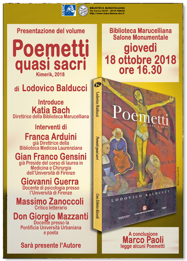 Presentazione del volume «Poemetti quasi sacri» di Lodovico Balducci