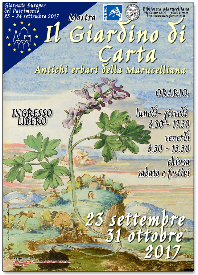 Locandina Mostra IL GIARDINO DI CARTA Antichi erbari della Marucelliana