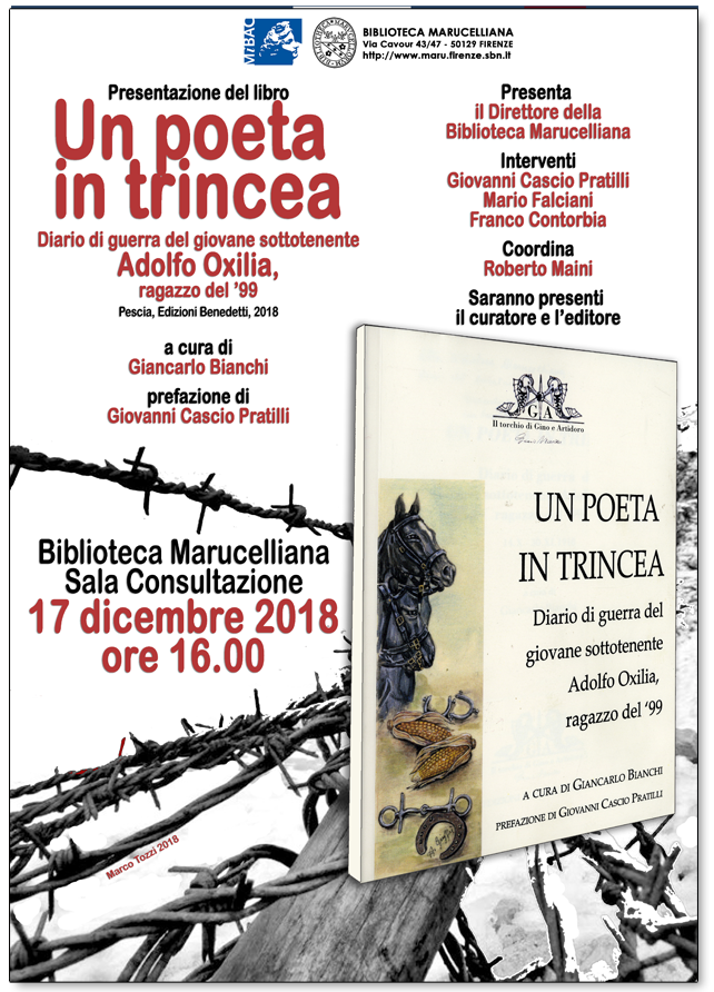 Presentazione del libro «Un poeta in trincea - Diario di guerra del giovane sottotenente Adolfo Oxilia, ragazzo del 99» a cura di Giancarlo Bianchi