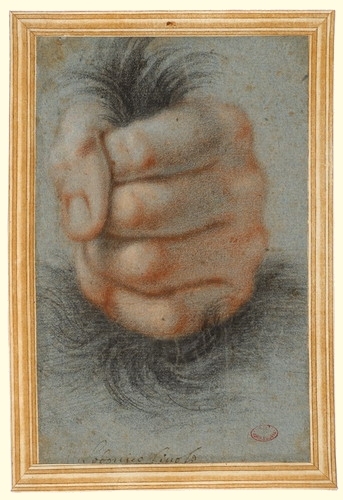 CRISTOFANO ALLORI, Studio di mano sinistra che stringe una ciocca di capelli, Marucelliana, Dis. B 73