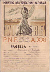 Pagella scolastica del periodo fascista